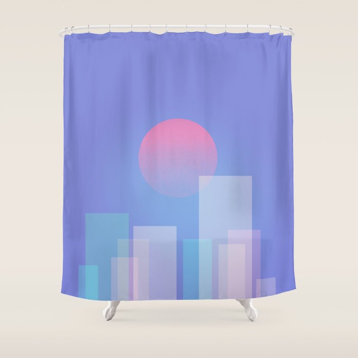 Abstract geometric pixel city 6 Shower Curtain Gallery Image 1