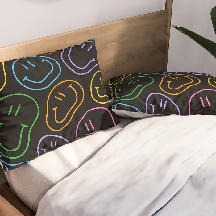 Colorful happy smiling face cartoon pattern Pillow Sham Gallery Image 2