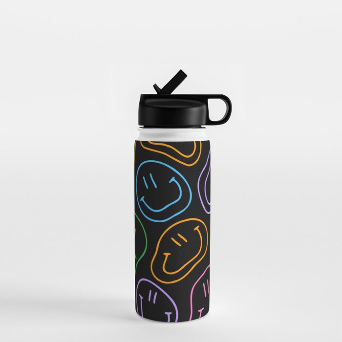 Colorful happy smiling face cartoon pattern Water Bottle Gallery Image 1