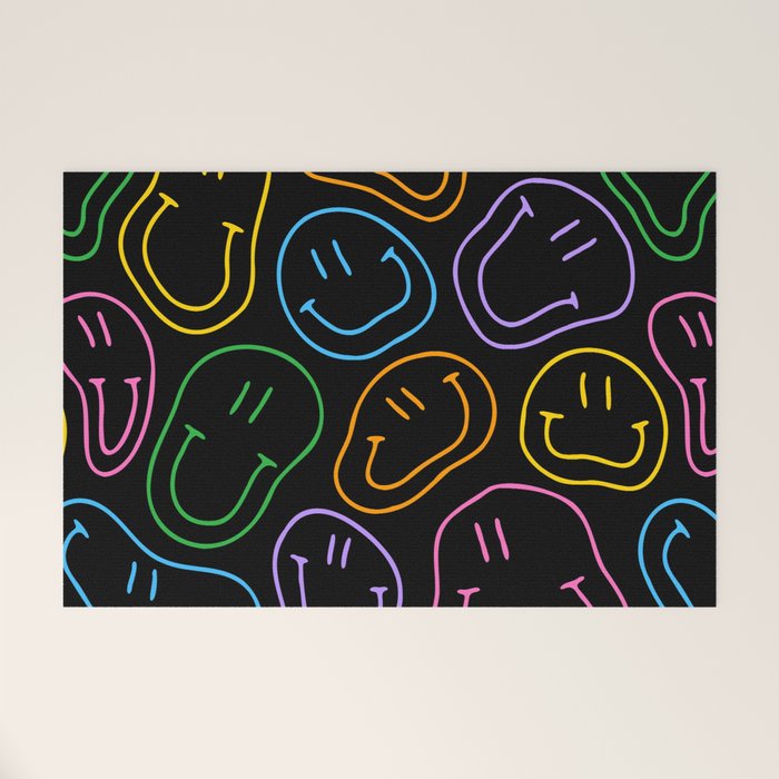 Colorful happy smiling face cartoon pattern Welcome Mat Gallery Image 1