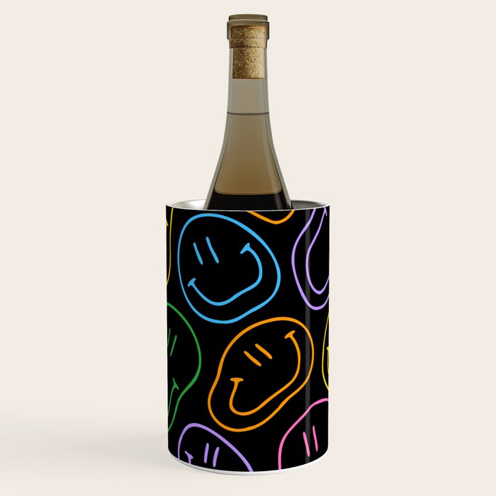 Colorful happy smiling face cartoon pattern Wine Chiller Gallery Image 1
