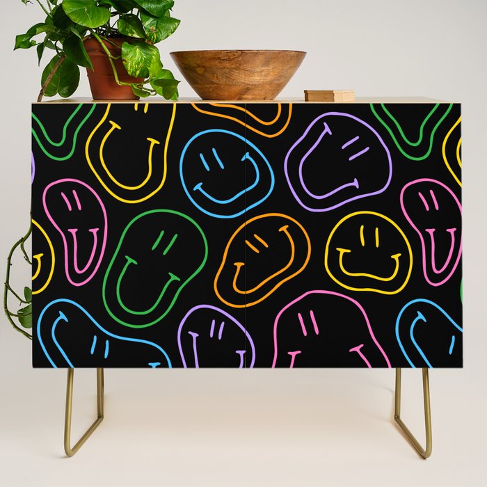 Colorful happy smiling face cartoon pattern Credenza Gallery Image 1