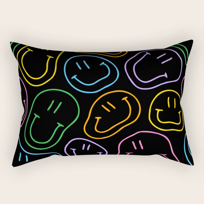 Colorful happy smiling face cartoon pattern Rectangular Pillow Gallery Image 1