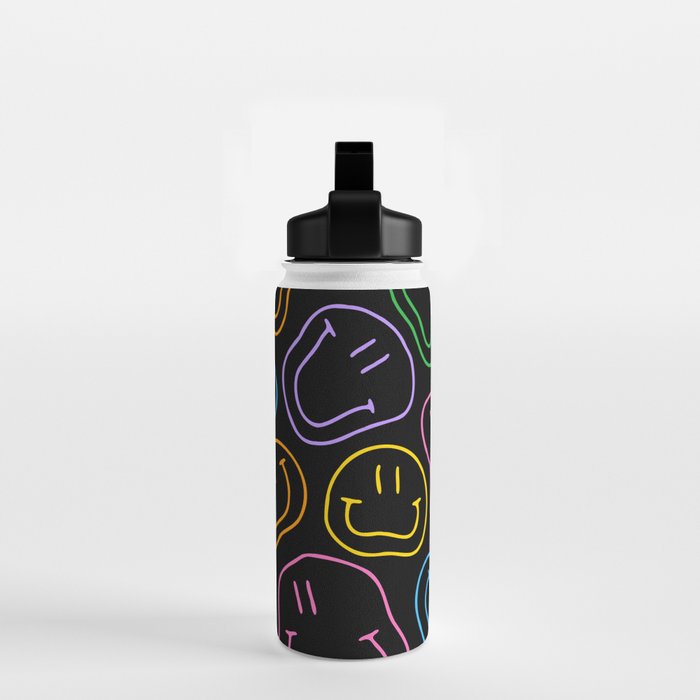 Colorful happy smiling face cartoon pattern Water Bottle Gallery Image 2