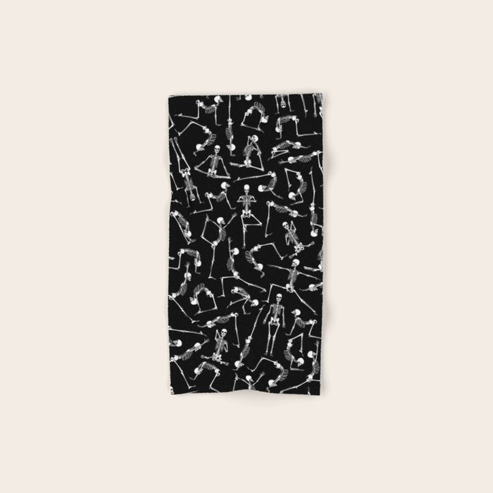 Yoga Skeleton Meditating Yogi Zen Poses Halloween Pattern Bath Towel Gallery Image 1