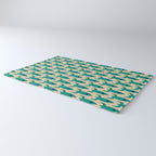 Space Age Rocket Ships - Atomic Age Mid-Century Modern Pattern in Teal and Mid Mod Beige Rug Gallery Image 3