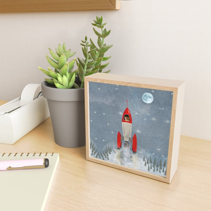 fox goes to the moon Mini Art Print Gallery Image 2