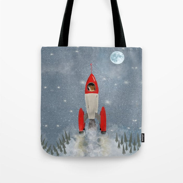 fox goes to the moon Tote Bag Gallery Image 1