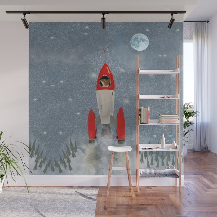 fox goes to the moon Wall Mural Gallery Image 1