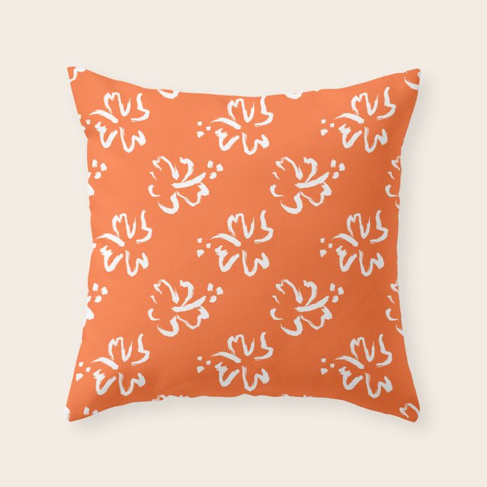 Tropical summer flower pattern art Throw Pillow Gallery Image 1