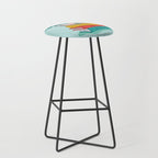 One more chapter // aqua background grey cat striped mug with plants red green and yellow books  Stool Gallery Image 1