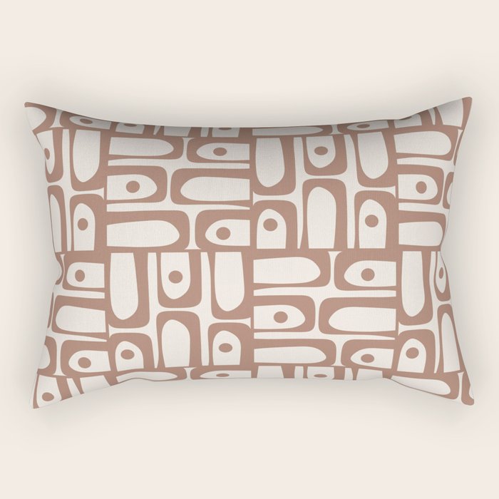 Midcentury Modern Piquet Inspired by PANTONE 17 1230 Color of the Year Mocha Mousse Rectangular Pillow Gallery Image 2