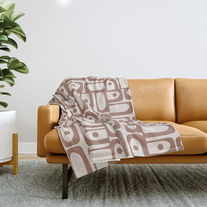 Midcentury Modern Piquet Inspired by PANTONE 17 1230 Color of the Year Mocha Mousse Throw Blanket Gallery Image 1