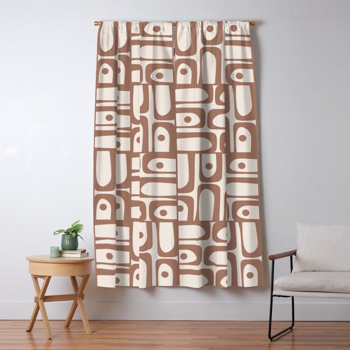 Midcentury Modern Piquet Inspired by PANTONE 17 1230 Color of the Year Mocha Mousse Window Curtain Gallery Image 5
