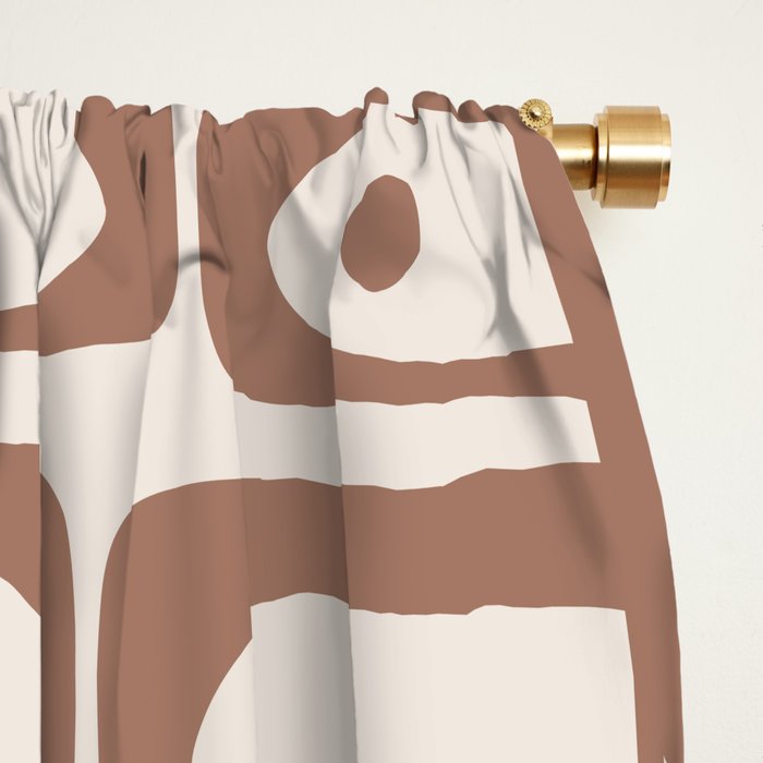 Midcentury Modern Piquet Inspired by PANTONE 17 1230 Color of the Year Mocha Mousse Window Curtain Gallery Image 2