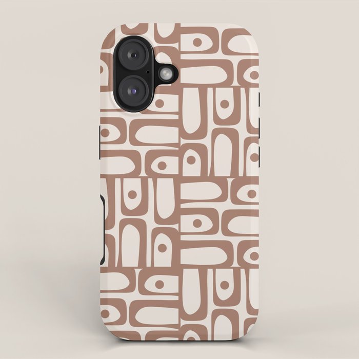 Midcentury Modern Piquet Inspired by PANTONE 17 1230 Color of the Year Mocha Mousse iPhone Case Gallery Image 1