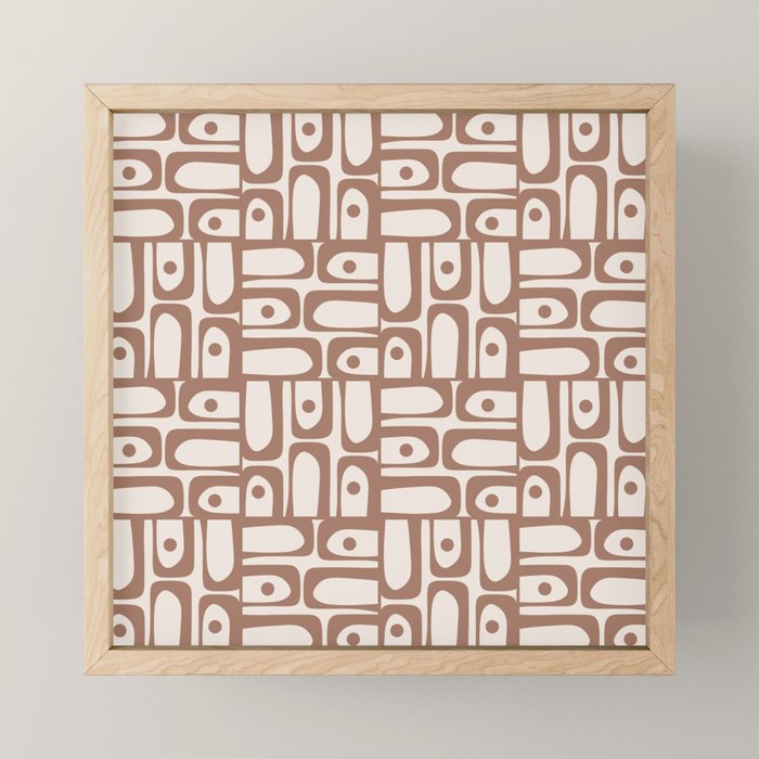 Midcentury Modern Piquet Inspired by PANTONE 17 1230 Color of the Year Mocha Mousse Mini Art Print Gallery Image 1