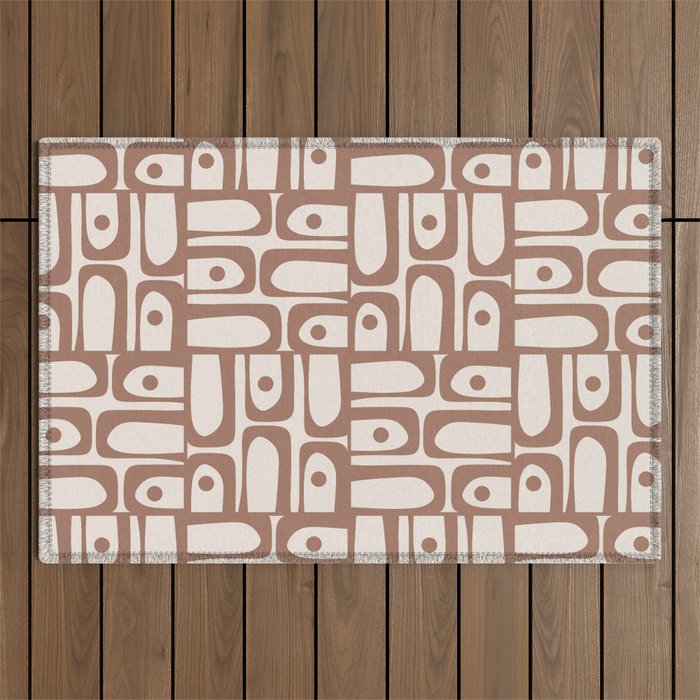 Midcentury Modern Piquet Inspired by PANTONE 17 1230 Color of the Year Mocha Mousse Outdoor Rug Gallery Image 1