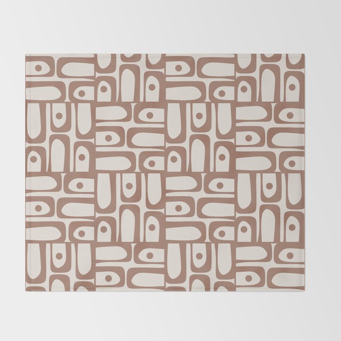 Midcentury Modern Piquet Inspired by PANTONE 17 1230 Color of the Year Mocha Mousse Throw Blanket Gallery Image 2