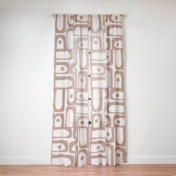 Midcentury Modern Piquet Inspired by PANTONE 17 1230 Color of the Year Mocha Mousse Window Curtain Gallery Image 2