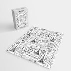 Vintage Paris Black And White Nostalgic Pattern Jigsaw Puzzle Gallery Image 2