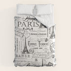 Vintage Paris Black And White Nostalgic Pattern Comforter Gallery Image 6