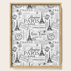 Vintage Paris Black And White Nostalgic Pattern Serving Tray Gallery Image 1