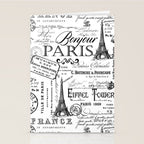 Vintage Paris Black And White Nostalgic Pattern Stationery Card Gallery Image 2