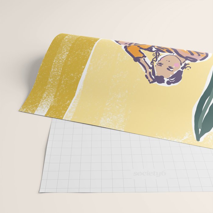 Woman wearing yellow pajamas Wrapping Paper Gallery Image 2