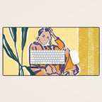 Woman wearing yellow pajamas Desk Mat Gallery Image 1