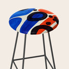 Blue Orange Fun Colorful Mid Century Modern Abstract Painting Shapes Pattern Stool Gallery Image 2
