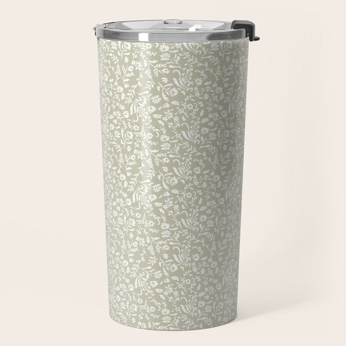 Ditsy Toile Floral - Sage Travel Mug Gallery Image 2