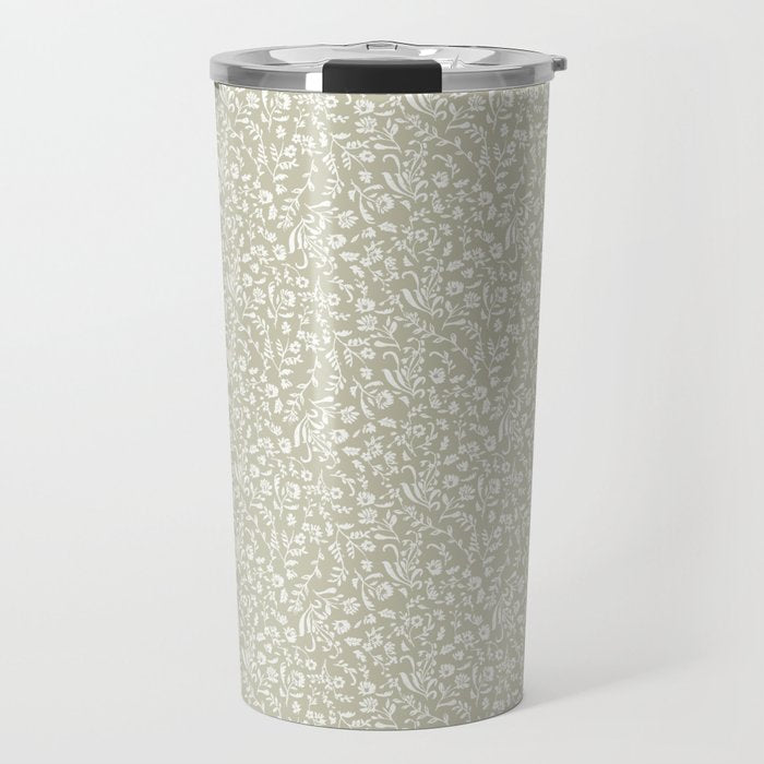 Ditsy Toile Floral - Sage Travel Mug Gallery Image 1