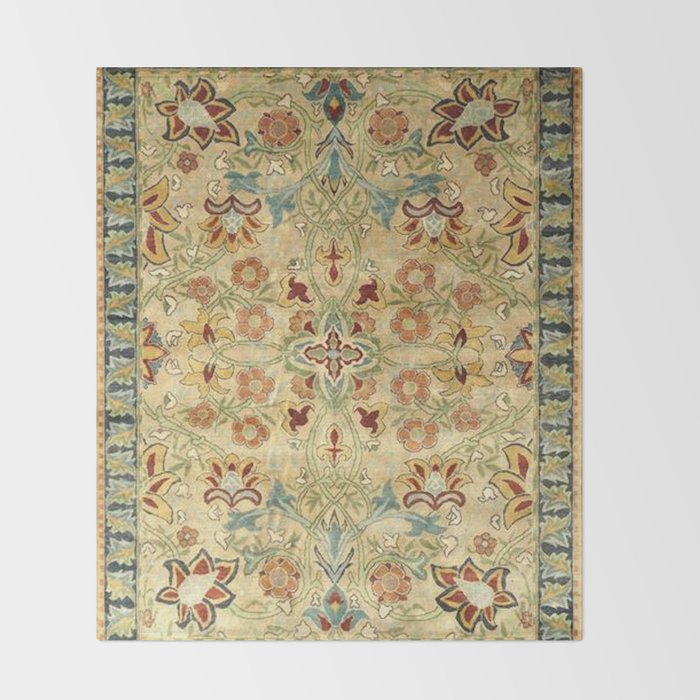 William Morris Antique Redcar Persian Floral Throw Blanket Gallery Image 2