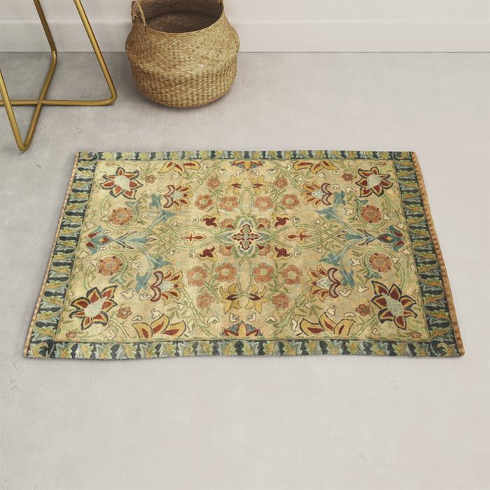 William Morris Antique Redcar Persian Floral Rug Gallery Image 1