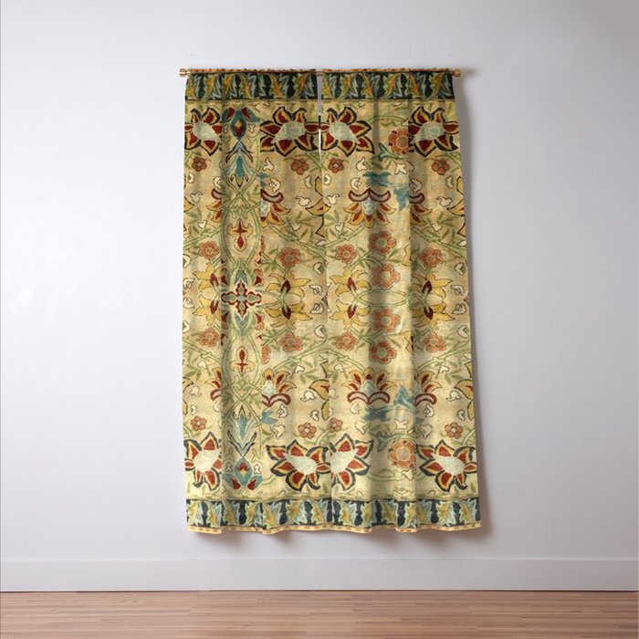 William Morris Antique Redcar Persian Floral Window Curtain Gallery Image 3