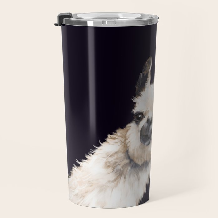 Sneaky Llama in Black Travel Mug Gallery Image 3