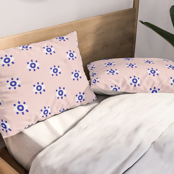 Evil Eye Dots - Navy & Blush Palette Pillow Sham Gallery Image 2