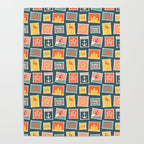 Vintage summer post stamp drawing pattern Poster Gallery Image 4