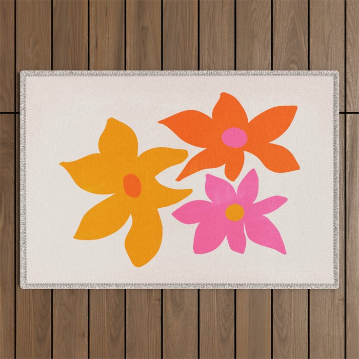 Abstract Summer Flowers Outdoor Rug Gallery Image 1
