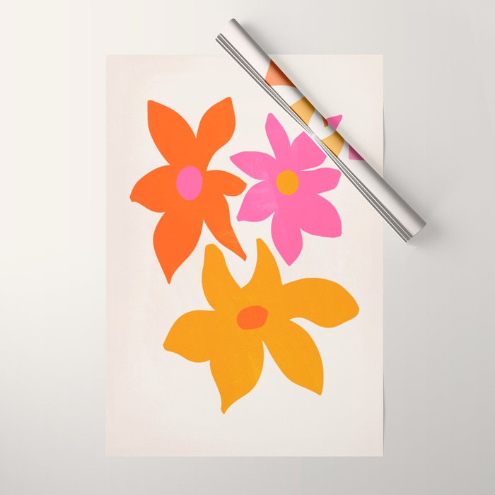 Abstract Summer Flowers Wrapping Paper Gallery Image 1