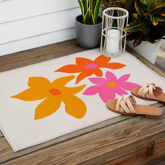 Abstract Summer Flowers Outdoor Rug Gallery Image 2