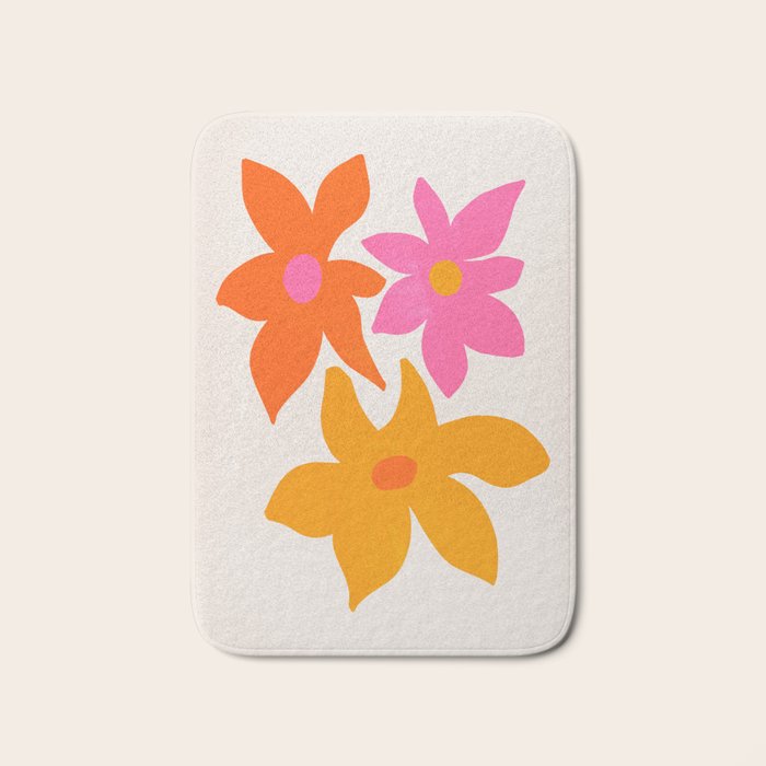 Abstract Summer Flowers Bath Mat Gallery Image 1