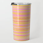 Summer Watercolor Fine Striped Pattern Pink Orange Yellow Travel Mug Gallery Image 3