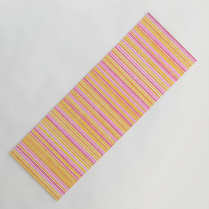 Summer Watercolor Fine Striped Pattern Pink Orange Yellow Yoga Mat Gallery Image 1