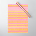 Summer Watercolor Fine Striped Pattern Pink Orange Yellow Wrapping Paper Gallery Image 1