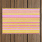 Summer Watercolor Fine Striped Pattern Pink Orange Yellow Outdoor Rug Gallery Image 1