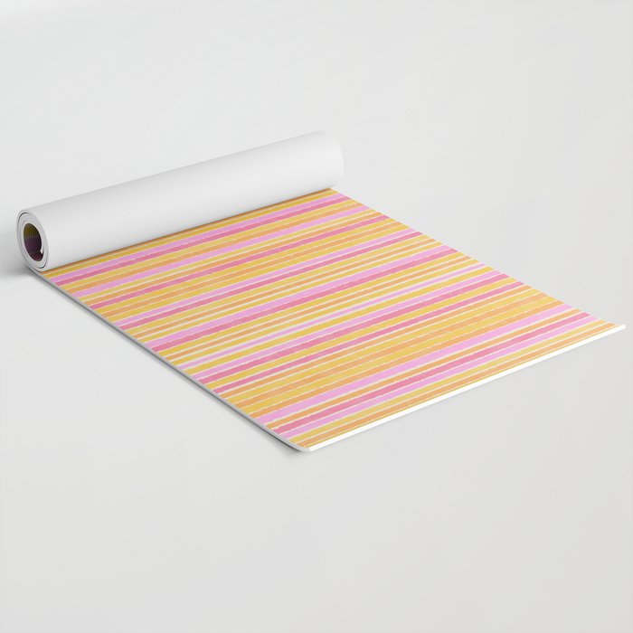 Summer Watercolor Fine Striped Pattern Pink Orange Yellow Yoga Mat Gallery Image 2