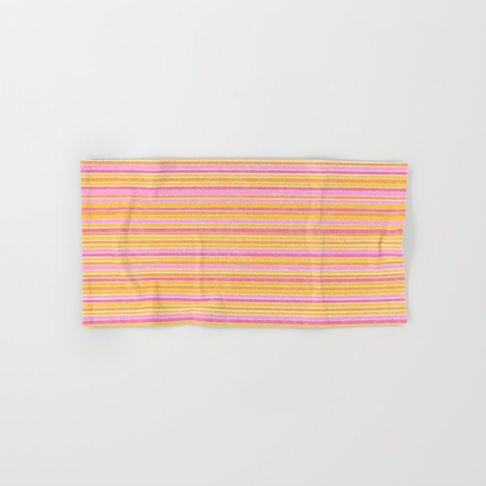 Summer Watercolor Fine Striped Pattern Pink Orange Yellow Bath Towel Gallery Image 1