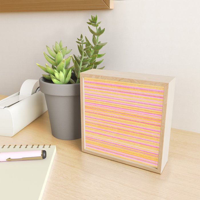 Summer Watercolor Fine Striped Pattern Pink Orange Yellow Mini Art Print Gallery Image 2